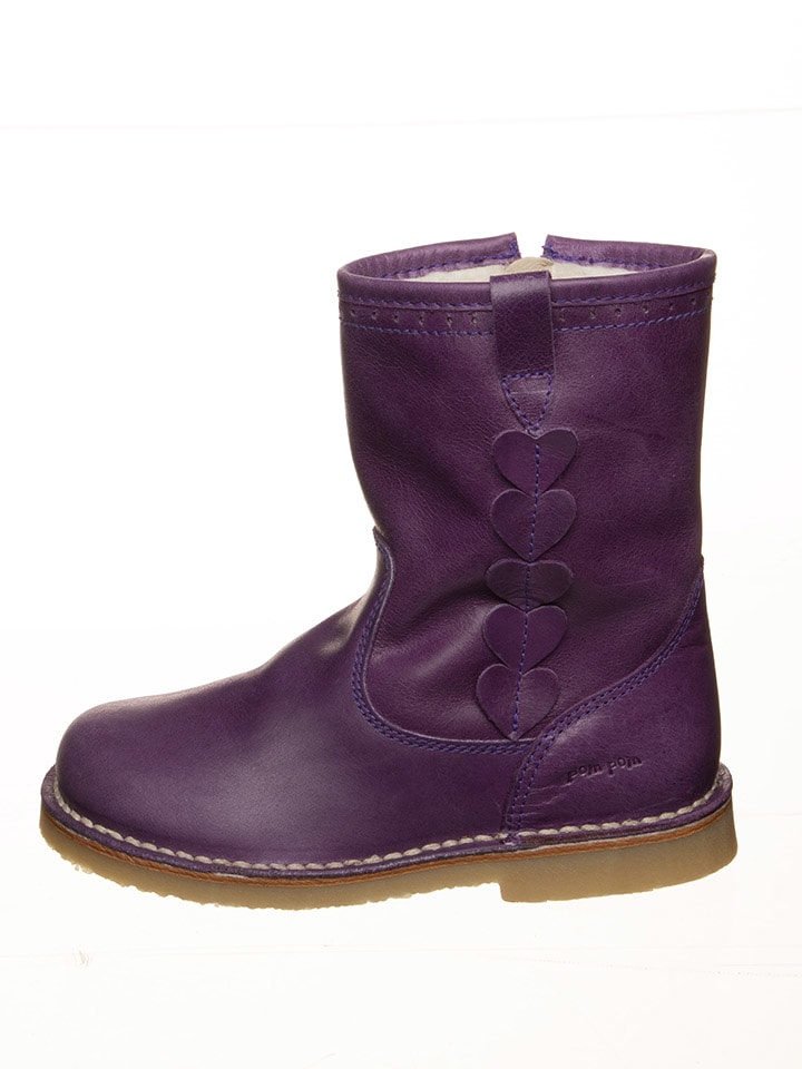 Leder-Stiefel in Lila