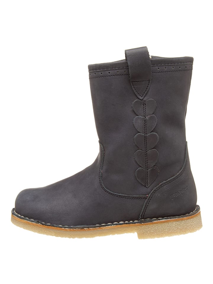 Leder-Winterboots in Dunkelblau