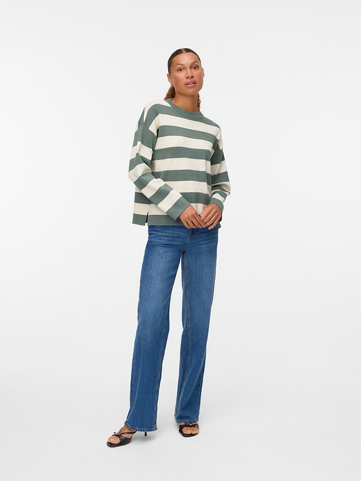 Sweter w kolorze zielono-kremowym