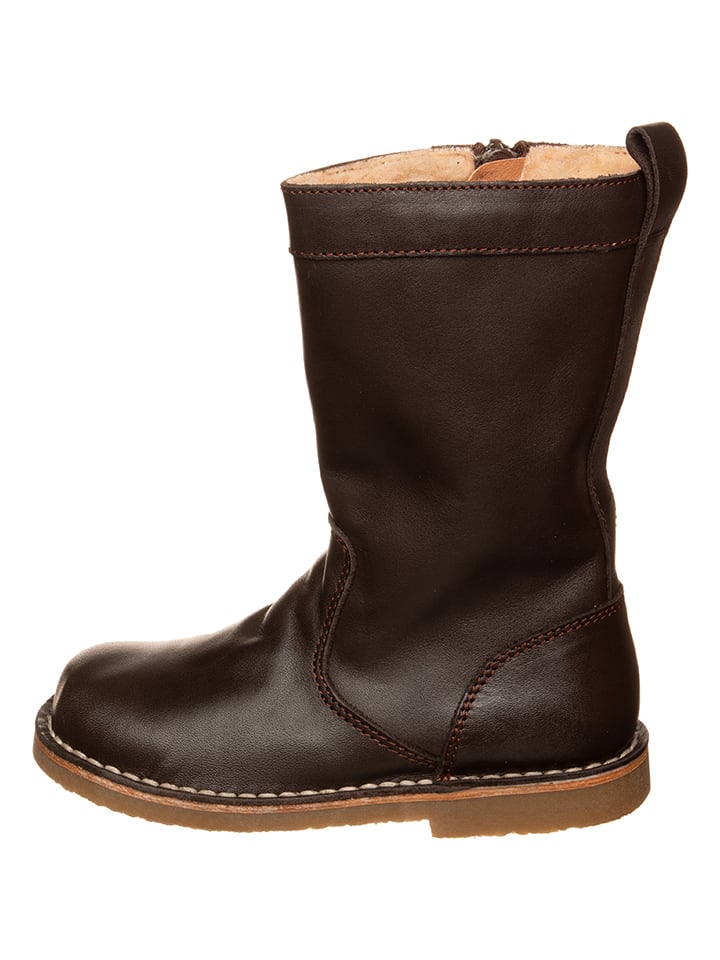 Leder-Stiefel in Dunkelbraun