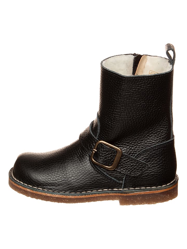 Leder-Winterstiefel in Schwarz