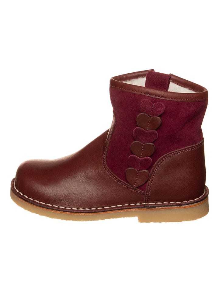 Leren winterboots donkerrood