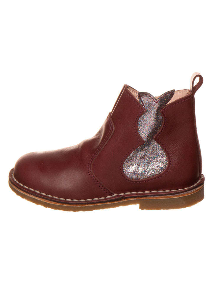 Leder-Boots in Dunkelbraun/ Gold