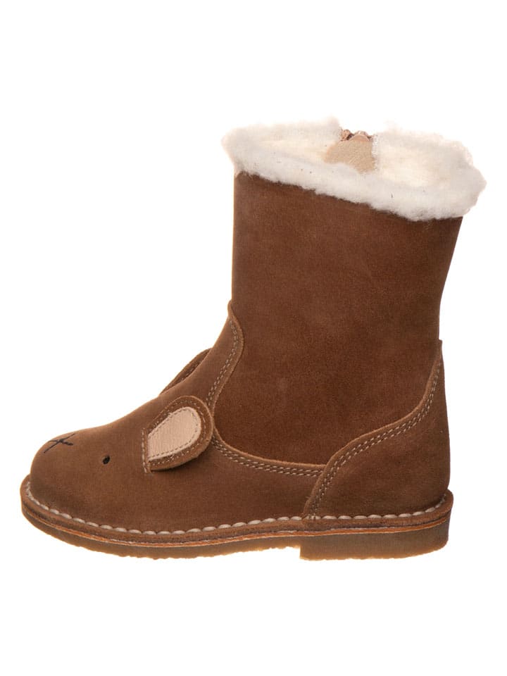 Leder-Winterstiefel in Hellbraun