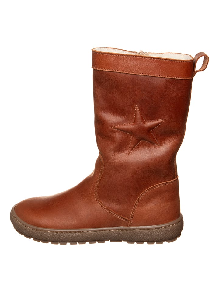 Leder-Winterstiefel in Hellbraun