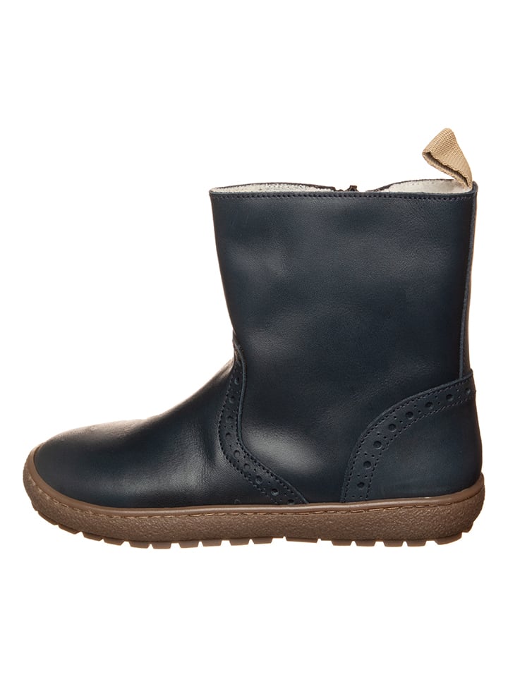 Leder-Winterboots in Dunkelblau