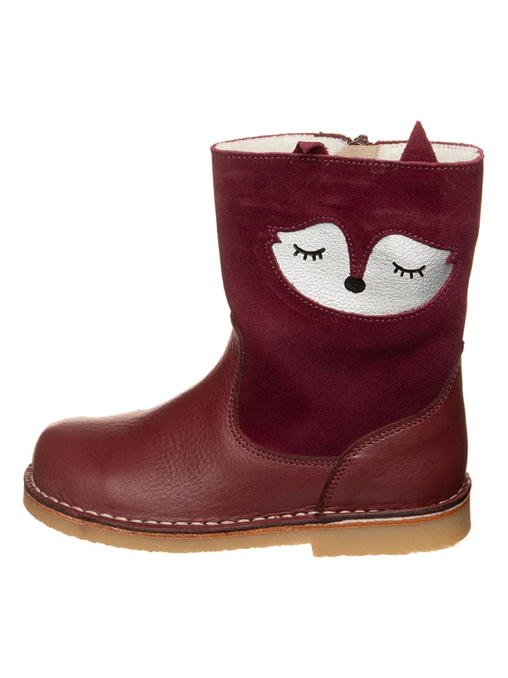 Leder-Winterboots in Dunkelrot