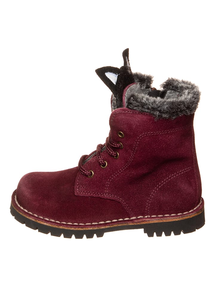 Leren winterboots donkerrood