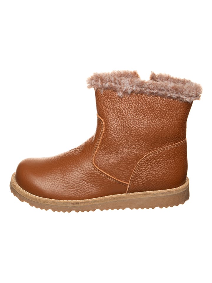 Leder-Winterboots in Hellbraun