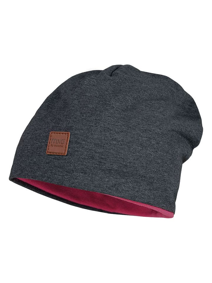 Wende-Beanie in Anthrazit/Pink