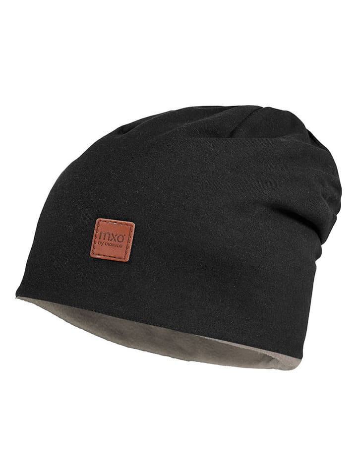 Dwustronna czapka beanie w kolorze czarno-beżowym