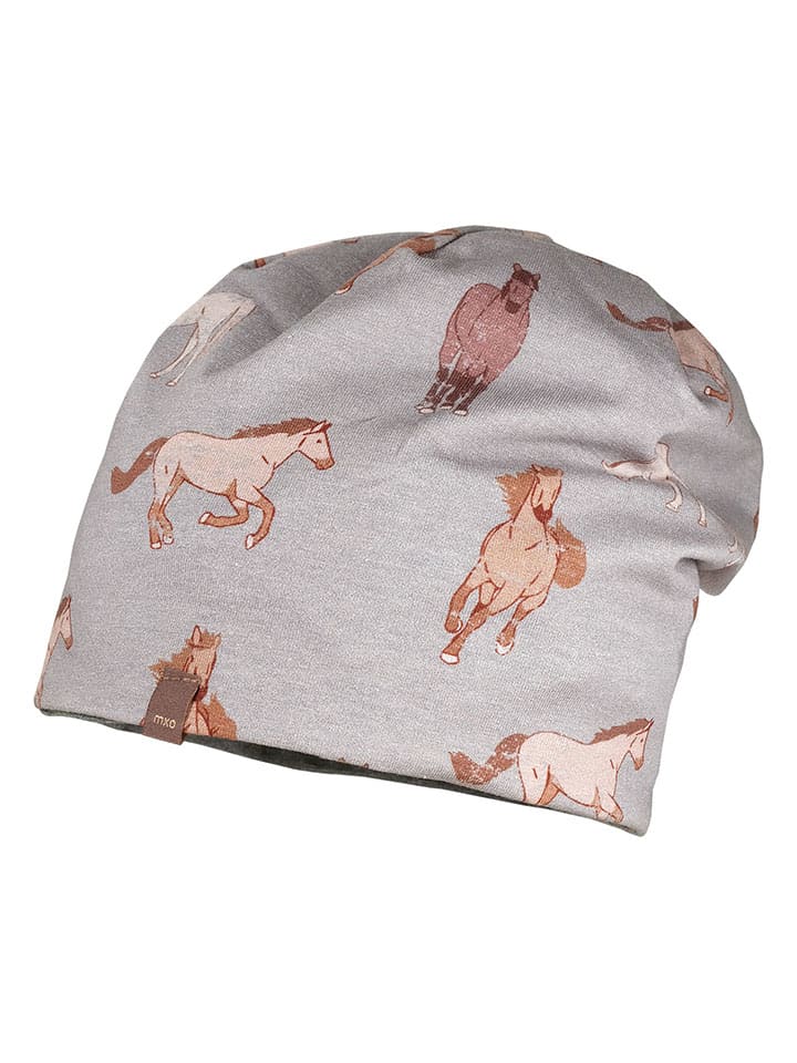 Dwustronna czapka beanie w kolorze szarym