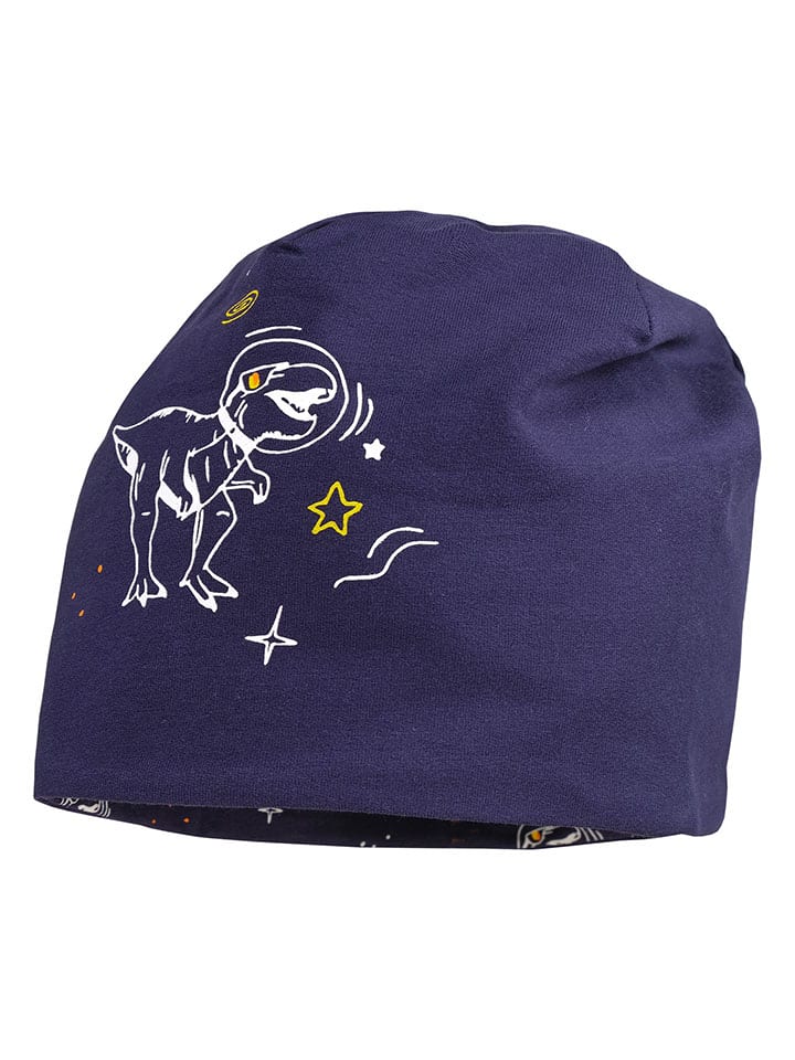 Dwustronna czapka beanie w kolorze granatowym