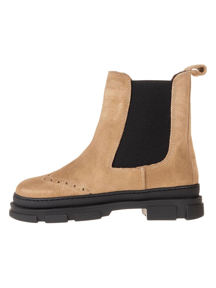 Leder-Chelsea-Boots in Beige