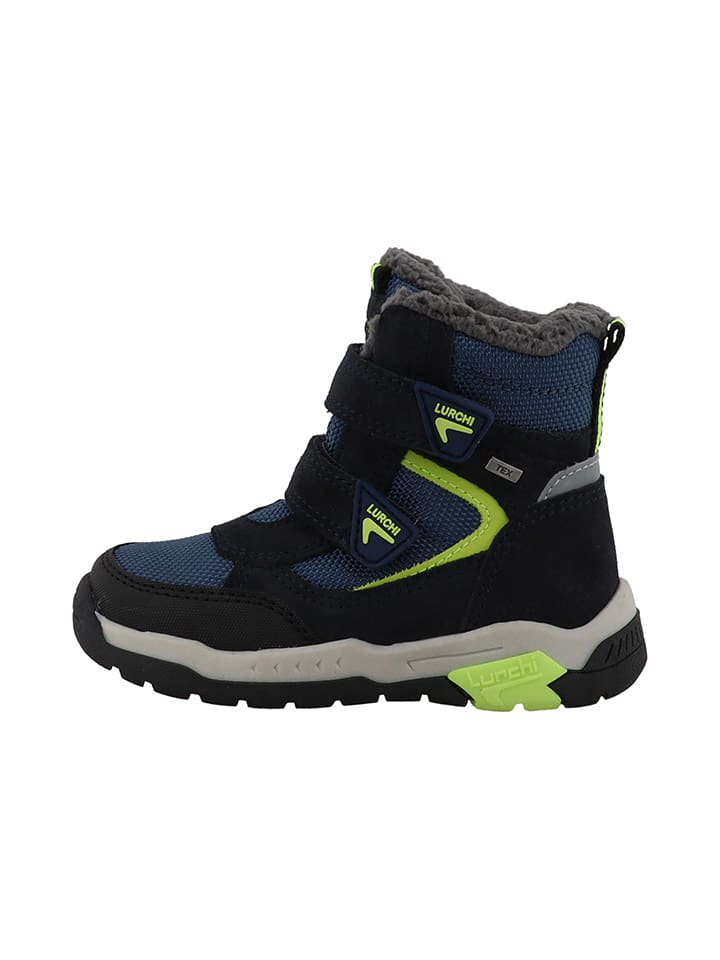 Leder-Winterstiefel "Norris 1" in Schwarz/ Dunkelblau