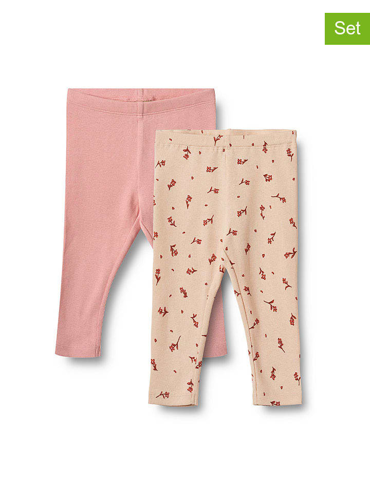 Legginsy (2 pary) "Jules" w kolorze jasnoróżowo-beżowym