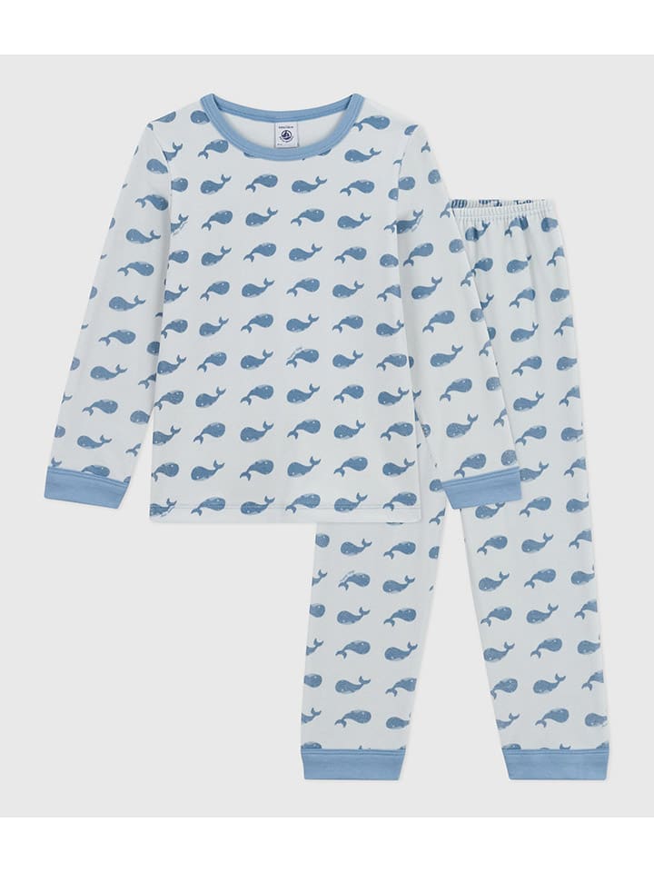 Petit Bateau Pyjama met lange mouwen voor dames, Marshmallow/Terkuit M, Marshmallow/Terkuit, M