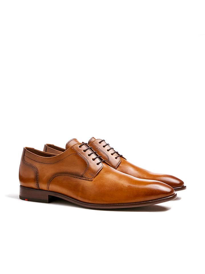 Leder-Schnürschuhe "Pados" in Hellbraun
