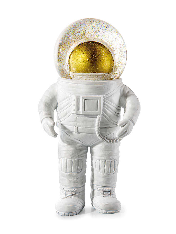 Schneekugel ''The Astronaut'' in Weiß - (B)9 x (H)18 x (T)8 cm