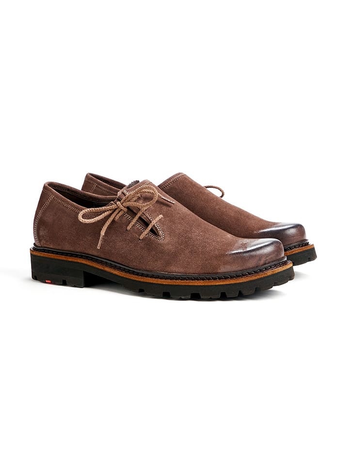 Leder-Schnürschuhe "Xaver" in Hellbraun