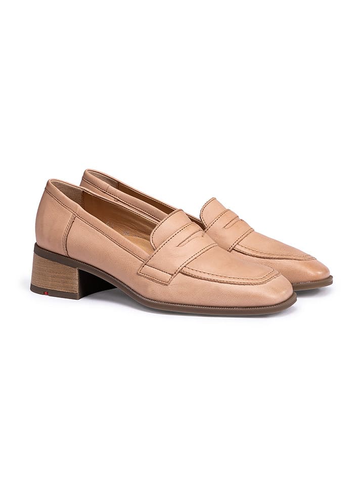 Leder-Mokassins in Beige