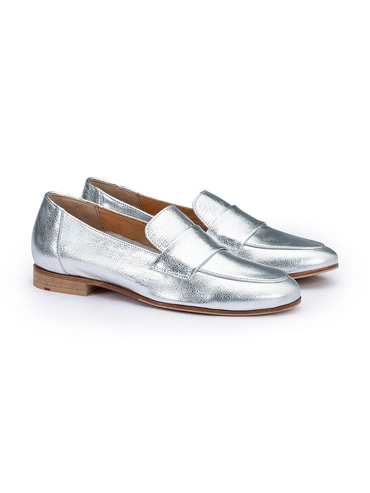 Leder-Mokassins in Silber