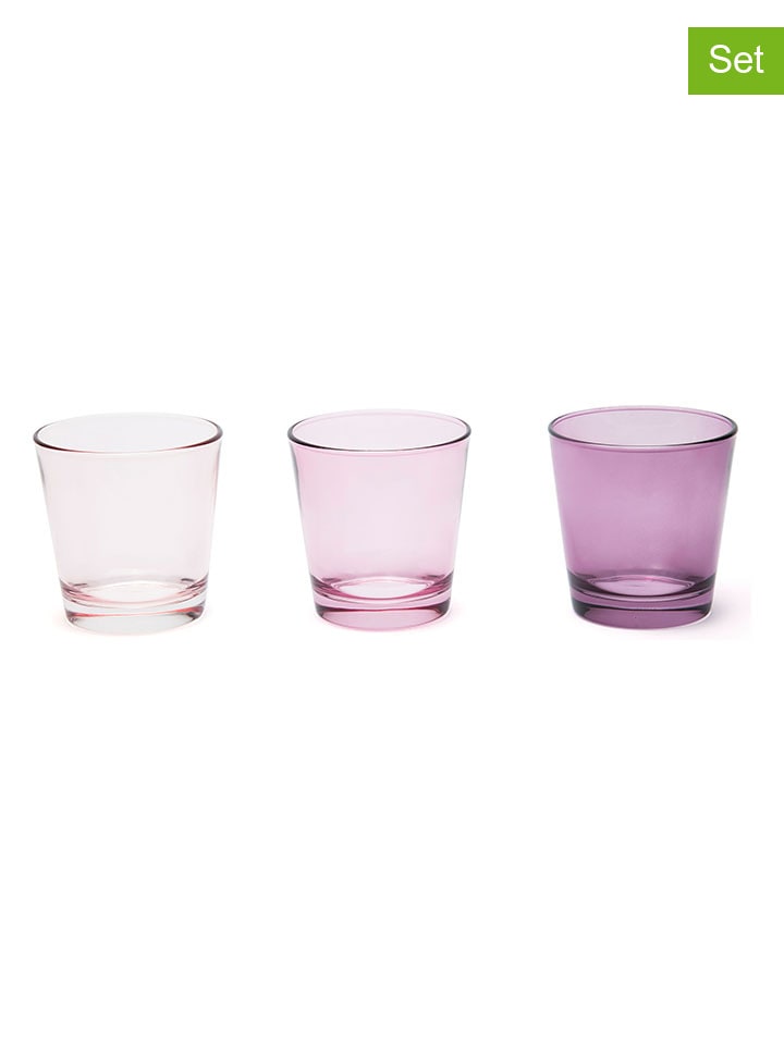 Szklanki (3 szt.) w kolorze jasnoróżowym - 250 ml