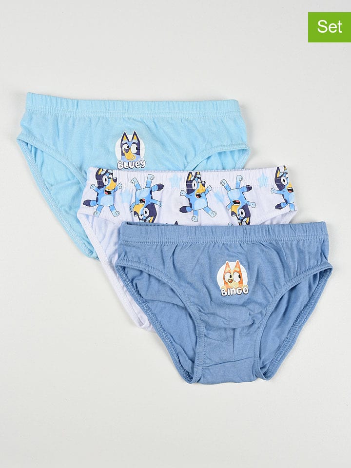3er-Set: Slips "Bluey" in Hellblau/ Blau/ Weiß