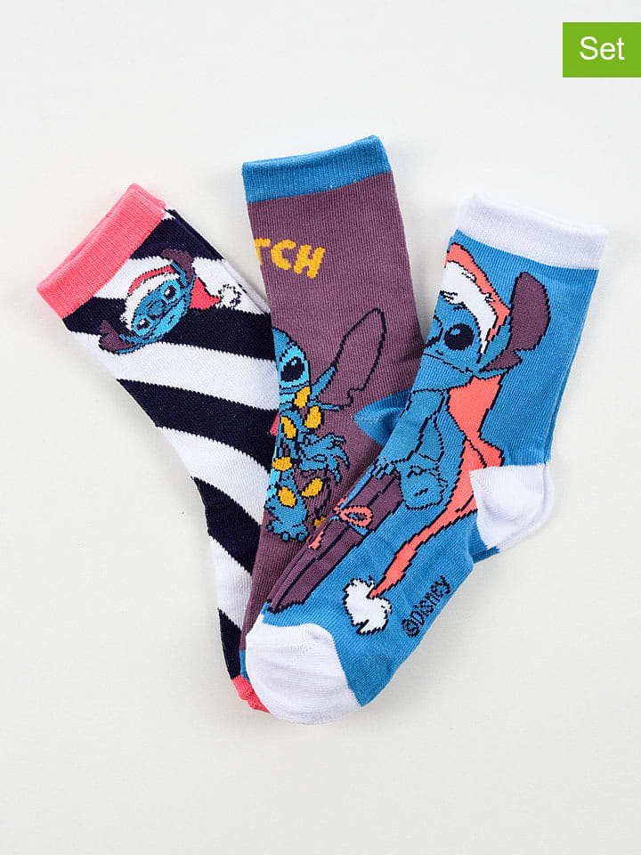 3er-Set: Socken "Lilo & Stitch" in Bunt