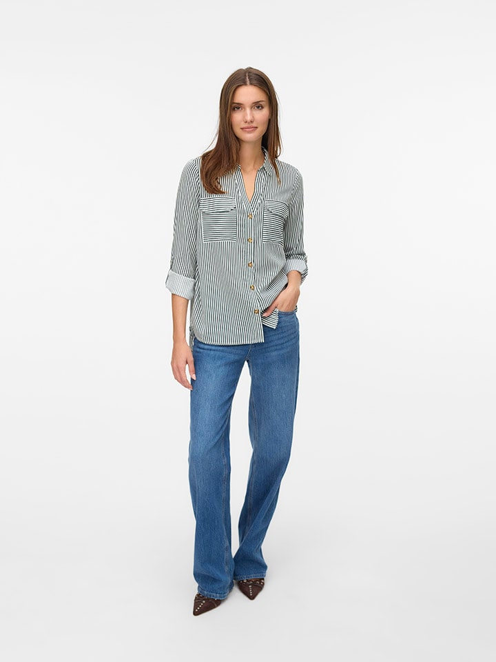 Blouse wit/groen
