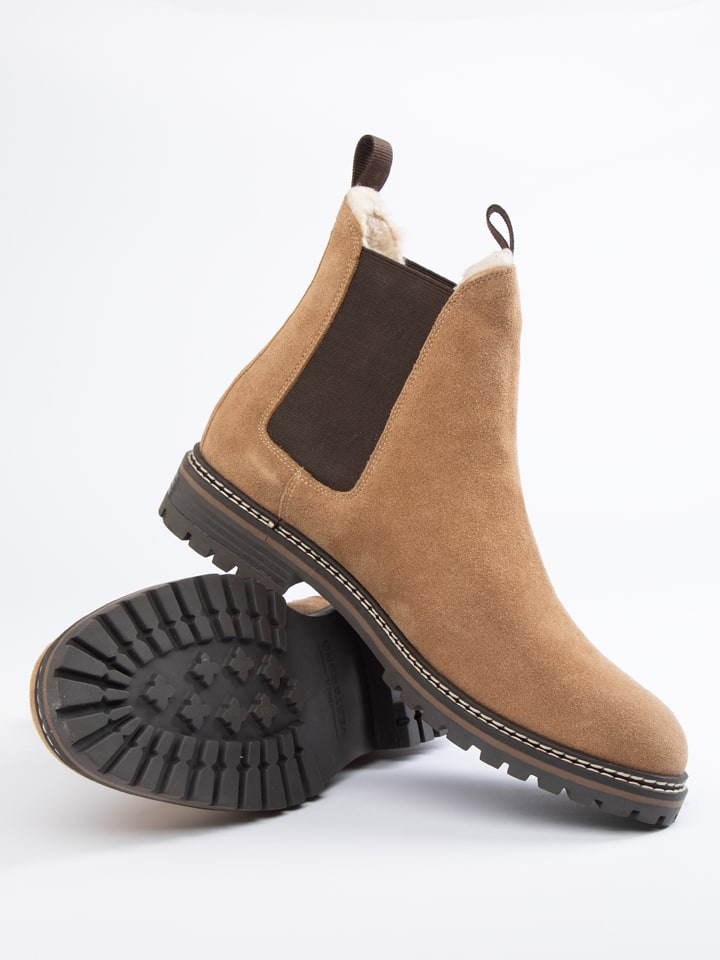Leder-Chelsea-Boots in Hellbraun