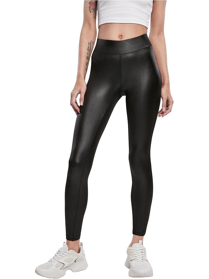 Kunsleder-Leggings in Schwarz