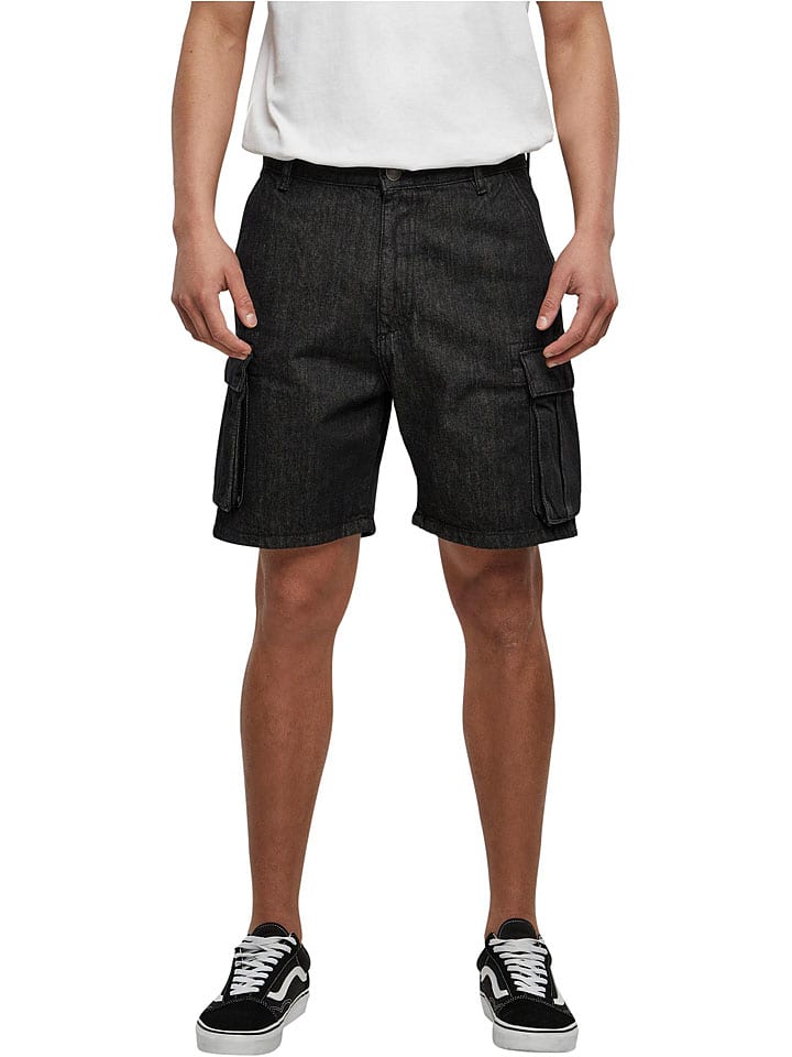 Jeans-Cargoshorts in Schwarz