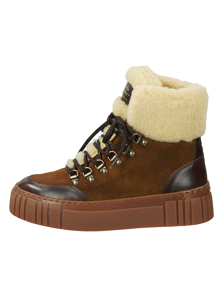 Leder-Winterboots "Snowmont" in Hellbraun/ Creme