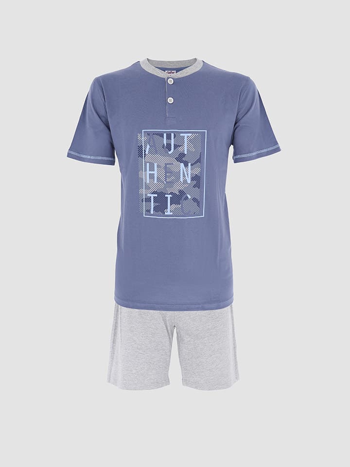 Pyjama in Blau/ Grau