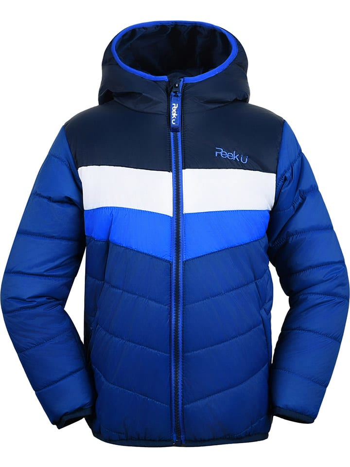 All-season doorgestikte jas "Baz" blauw/wit