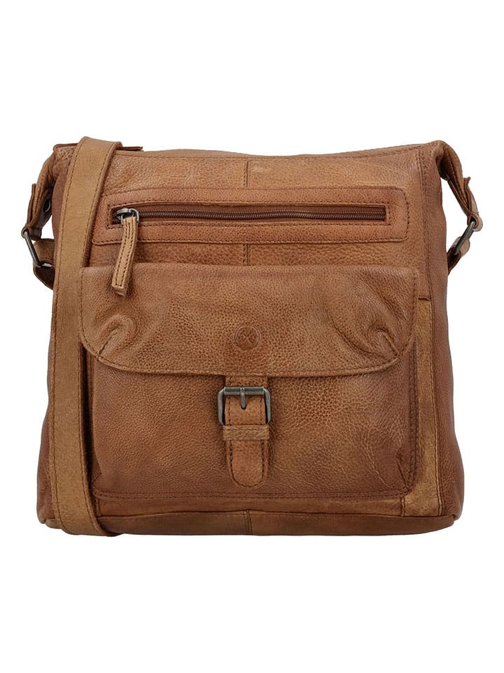 Leren schoudertas lichtbruin - (B)27 x (H)29 x (D)9 cm