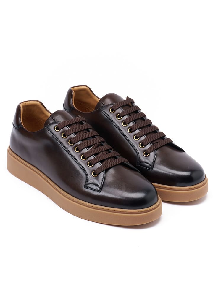 Leder-Sneakers in Braun