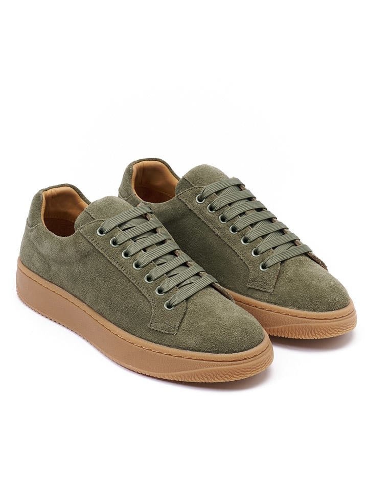 Leren sneakers kaki
