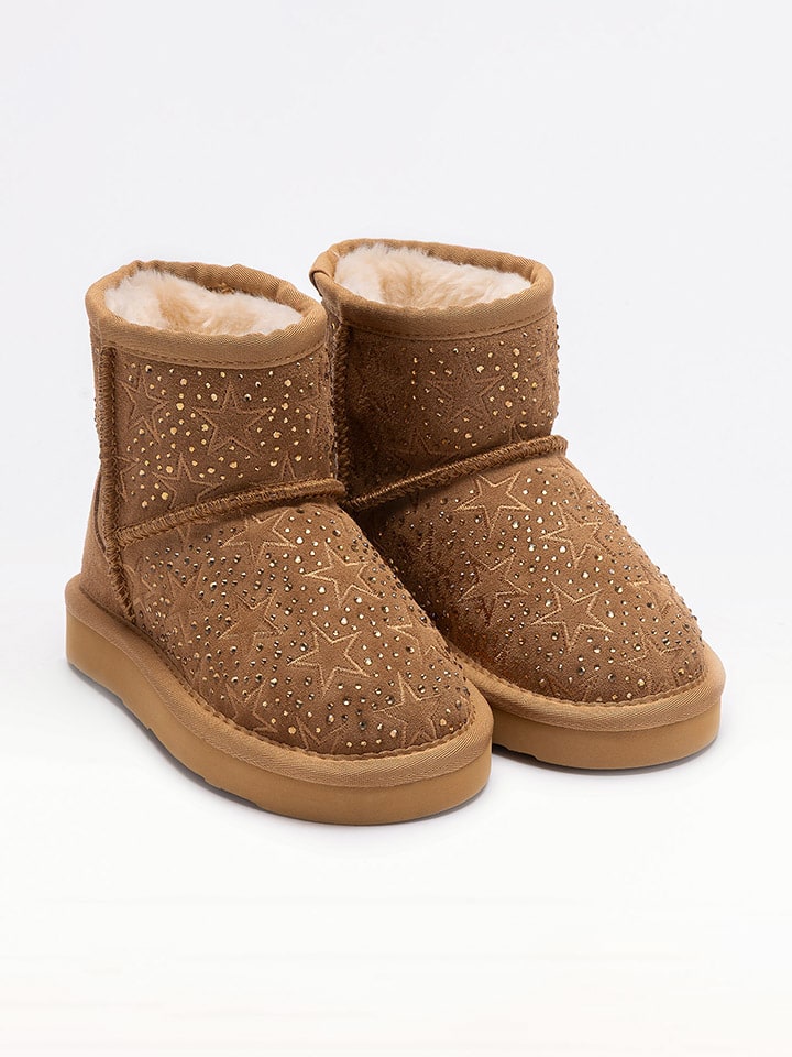 Leren winterboots "Dajana" lichtbruin