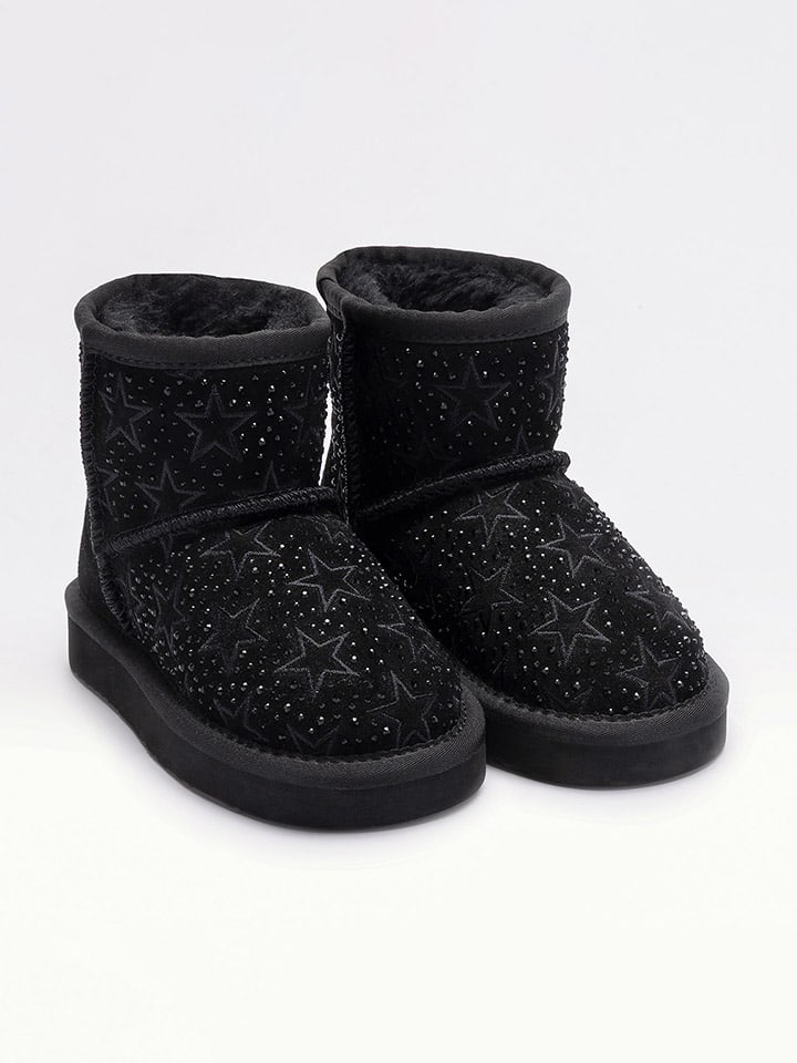 Leder-Winterboots "Dajana" in Schwarz