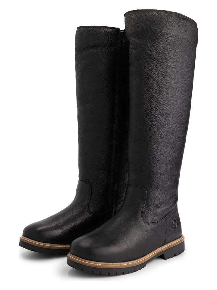 Leder-Stiefel "Dyreborg" in Schwarz