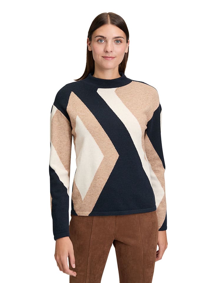 Sweter w kolorze granatowo-beżowym
