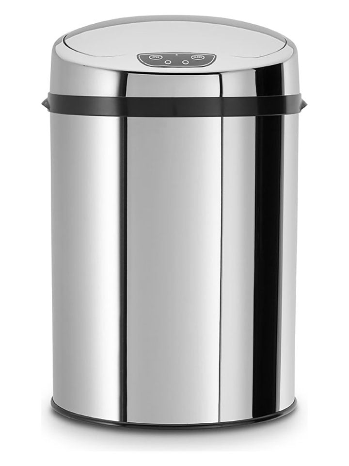 Sensor-Badabfalleimer in Silber - 9 l