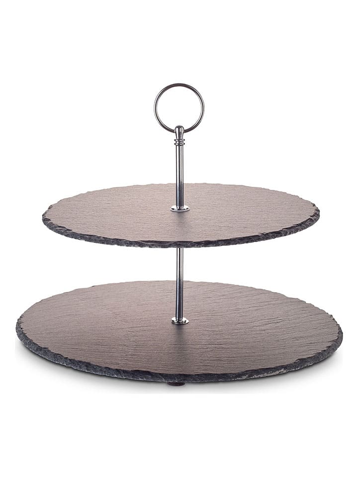 Etażerka w kolorze srebrno-czarnym - wys. 40 cm
