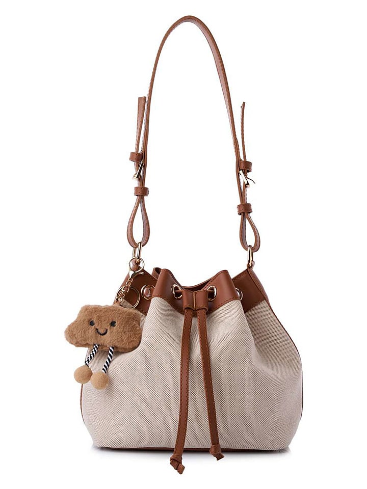Schoudertas beige/lichtbruin - (B)25 x (H)22 x (D)16 cm