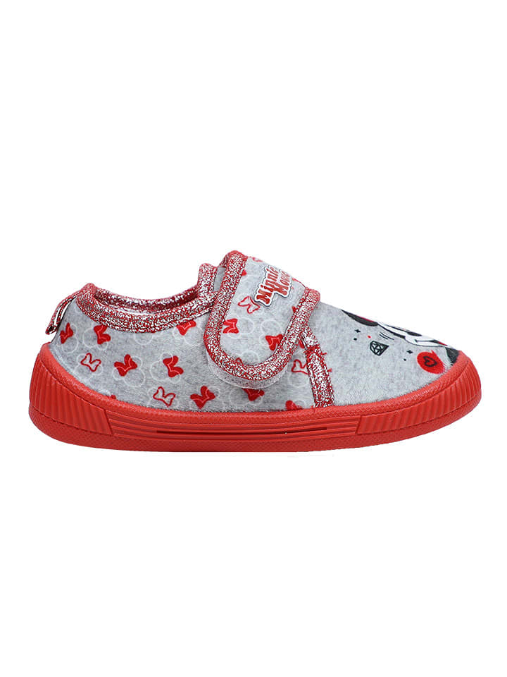 Slipper in Grau/ Rot
