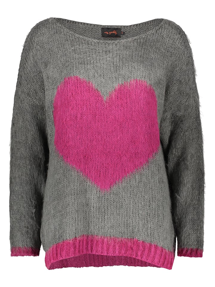 Sweter "Heart" w kolorze szaro-różowym