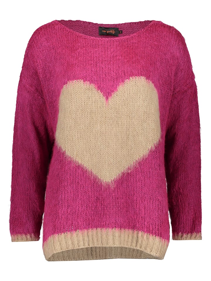 Pullover "Heart" in Pink/ Beige