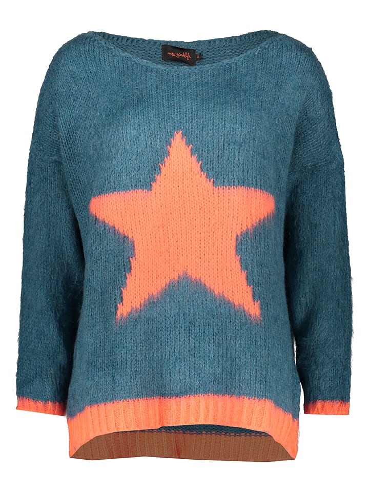 Sweter "Star" w kolorze morsko-brzoskwiniowym